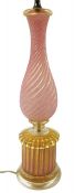 Vintage Murano Glass Lamp In Vibrant Pink With Gold Fleck