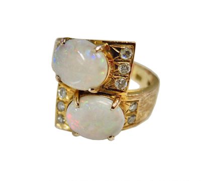 Vintage Opal and Diamond Ring