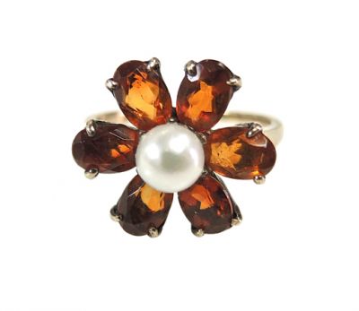 Vintage Pearl and Citrine Ring