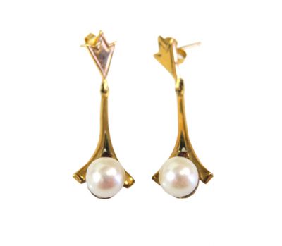 Vintage Pearl and Garnet Drop Earrings