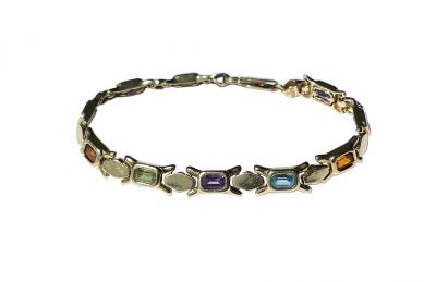 Vintage Peridot Amethyst and Topaz Bracelet