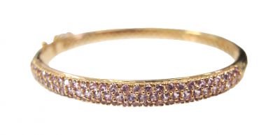 Vintage Pink Sapphire Hinged Bangle
