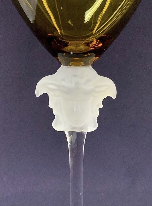 Vintage Rosenthal Crystal Versace “Medusa Lumiere” Wine Glasses In Green