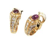 Vintage Ruby and Diamond Earrings