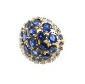 Vintage Sapphire and Diamond Cluster Ring