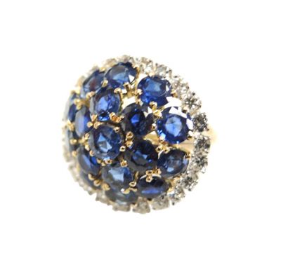 Vintage Sapphire and Diamond Cluster Ring