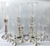 Vintage Silver Candlesticks With Hurricane Shades 