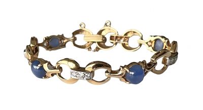 Vintage Star Sapphire and Diamond Bracelet