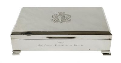 Vintage Sterling Silver Box, A Gift From The Prime Minister Of Malta, circa 1962