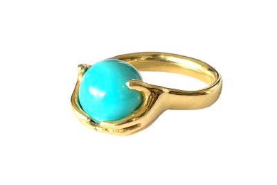 Vintage Turquoise Solitaire Hand Ring