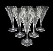 Vintage Val St. Lambert Crystal Claret/Water Goblets In The “Hafnia”Pattern