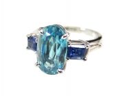 Vintage Zircon Sapphire and Diamond Ring