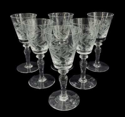 Vintage Cut And Frosted Crystal Sherry Glasses, circa 1960s