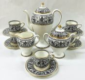 Wedgwood “Florentine Black” Bone China Coffee Service For 14