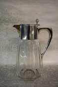 Art Deco 800 Fine Silver and Cut Glass Pitcher