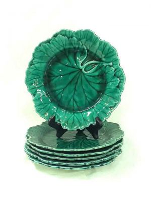 Wedgwood Green Glazed Leaf Plates