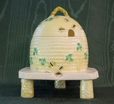 Belleek Shamrock Pattern Honey Pot