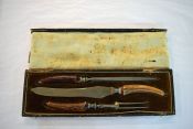 Victorian Stag Handled Three Piece Carving Set
