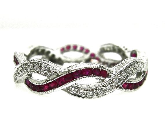 Diamond and Ruby Eternity Band