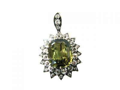Vintage Alexandrite (Chrysoberyl) and Diamond Brooch Pendant