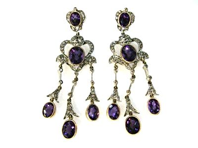 Amethyst and Diamond Chandelier Drop Earrings