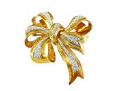 Vintage 1.35ct Diamond 18kt Bow Brooch