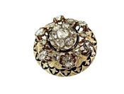 Diamond Enamel Floral Brooch