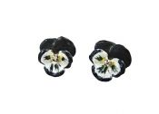 Diamond and Enamel Floral Earrings