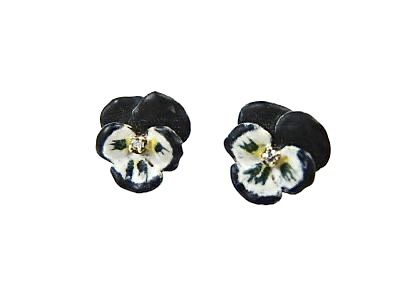 Diamond and Enamel Floral Earrings
