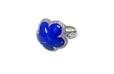 Lapis Lazuli and Diamond Floral Ring