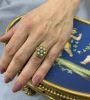 Victorian Locket Ring Turquoise and Pearl Cluster