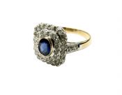 Vintage Inspired .76ct Sapphire and Diamond 18kt Ring