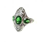 Vintage Tsavorite Garnet and Diamond Ring