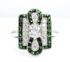 Art Deco Inspired Diamond and Tsavorite Garnet Ring