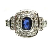 Art Deco Inspired Sapphire and Diamond Ring