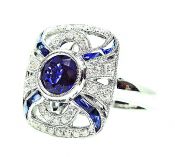Art Deco Inspired Sapphire and Diamond Ring