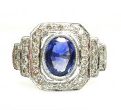 Art Deco Style Sapphire and Diamond Ring