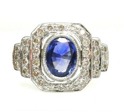 Art Deco Style Sapphire and Diamond Ring