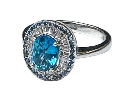 Modern Natural Zircon and Diamond Ring