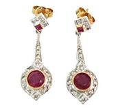 Art Deco Inspired Ruby and Diamond Earrings