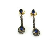 Edwardian Inspired Sapphire and Diamond Drop Earrings
