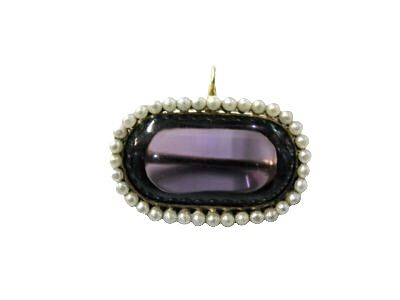 Victorian Amethyst and Pearl Pendant Brooch