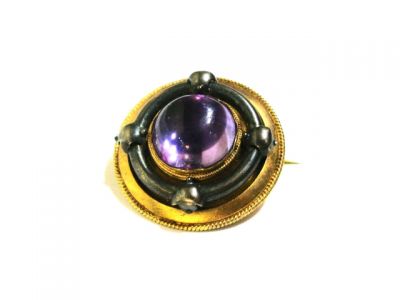 Victorian Amethyst Target Brooch