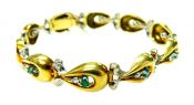 Vintage Emerald and Diamond Bracelet in 18kt Yellow and White Gold