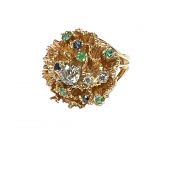 Vintage Multi Gemstone Floral Ring