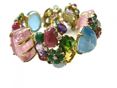 Vintage Multi-Gemstone 14kt Bracelet