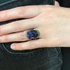 Vintage 17.80ct Synthetic Sapphire Ring in 14kt Yellow Gold