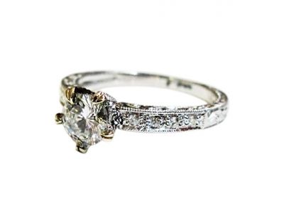 Vintage Diamond Engagement Ring in 14kt White Gold