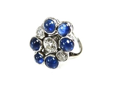 Vintage 1.11ct Diamond and 3.63ct Sapphire 10kt Ring