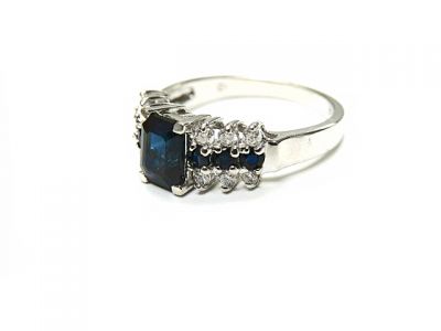Modern 1.57ct Sapphire and Diamond 14kt Engagement Ring